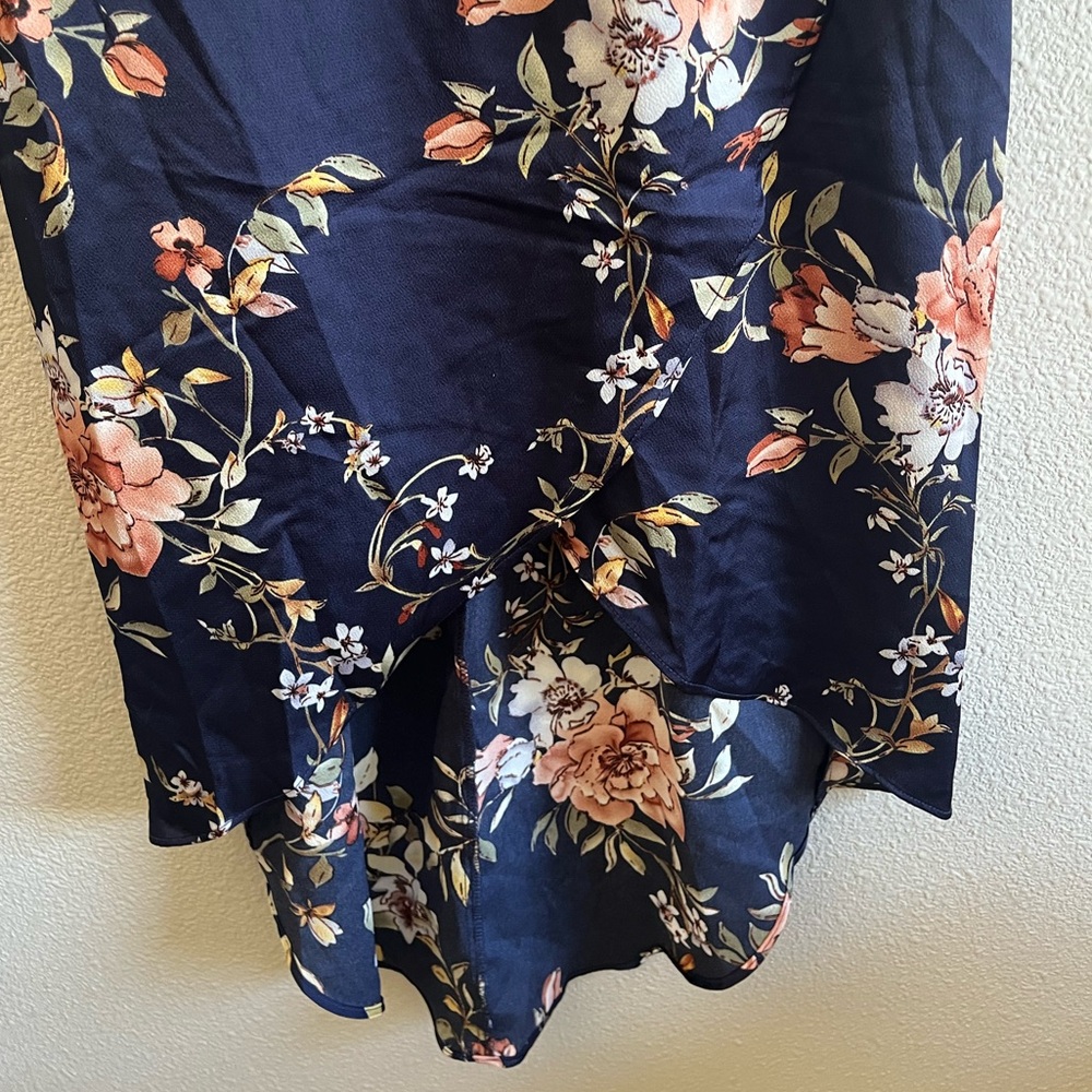 NWOT Lulus My Favorite Day Navy Floral Print Tulip Skirt Midi Dress MD - Picture 7 of 13
